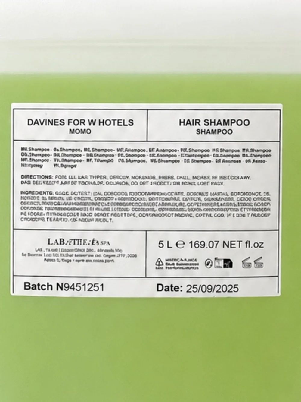 Davines for W Hotels MOMO Hair Shampoo – 5 Liter / 169.07 fl oz – Professional